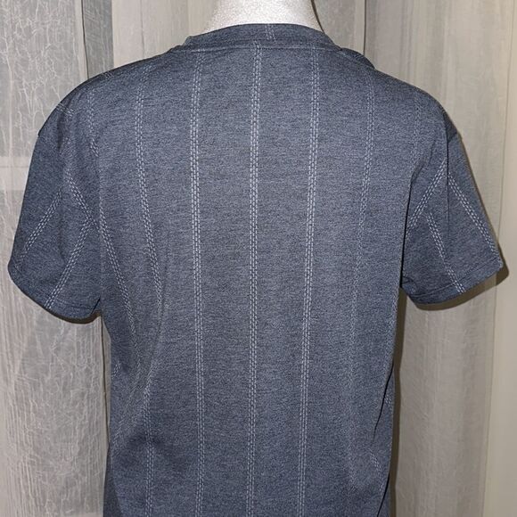 Nike M Indigo Blue White Triple Interrupted Vertical Stripe Short Sleeve Tee - Picture 4 of 9